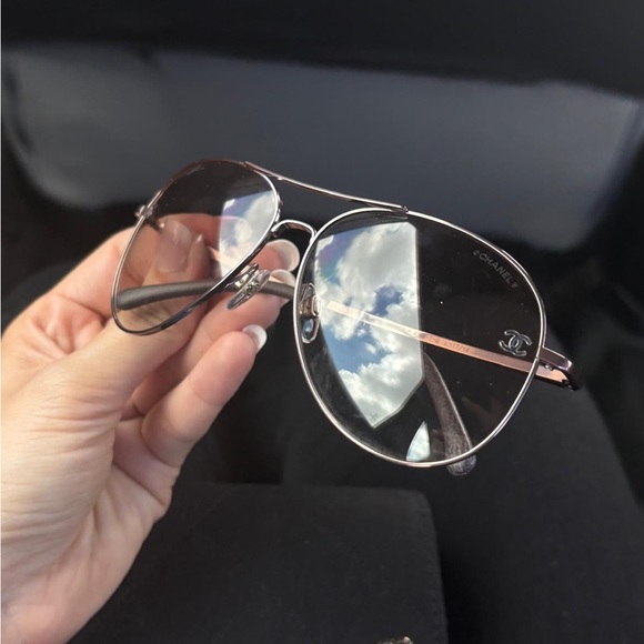 CHANEL Aviator Sunglasses with Pink Gradient Lenses - Picture 1 of 4